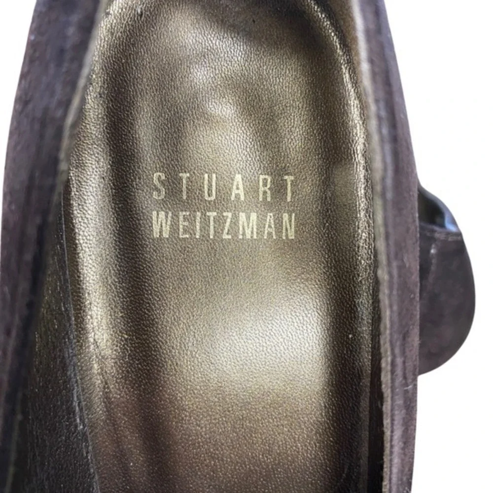 Stuart Weitzman Brown Suede Pointed‎ Toe Pumps with Ribbon Detail Size 6.5 M